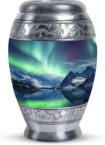 Aurora Northern Lights - Cremation Urns for Adult Ashes - Combo of 1 Large Urn with Velvet Bag and 4 Small - Mini Decorative Urns for Human Ashes in Saudi Arabia