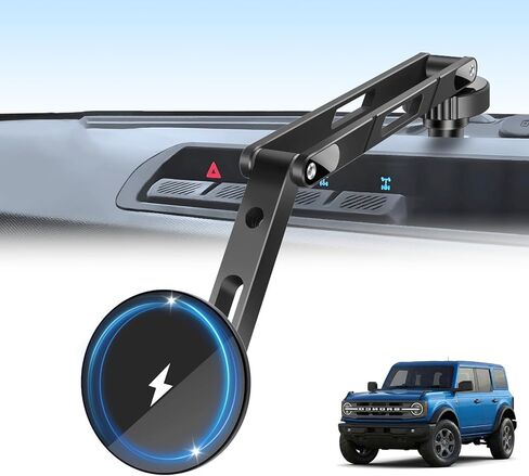 Wireless Charging Phone Mount for Ford Bronco 2021-2025 2/4 Door, Aluminum Alloy Phone Holder, Magnetic Wireless Charger for Ford Bronco, for Ford Bronco Accessories with C-C Cable in Saudi Arabia