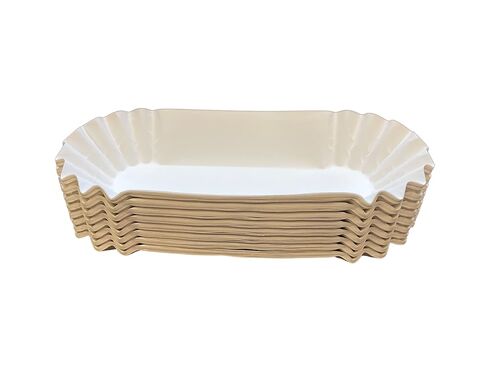 bark and lindy Paper Hot Dog Tray Heavy Weight Fluted White Paper 6" (50) in Saudi Arabia