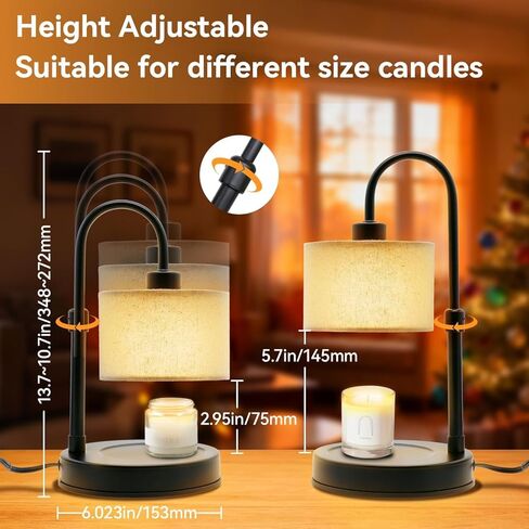 مصباح تدفئة الشموع مع جهاز تحكم عن بعد ومؤقت، مصباح شمع خافت للضوء، ارتفاع قابل للتعديل - سخان شموع كهربائي عتيق مع لمبتين، هدية للأمهات in Kuwait