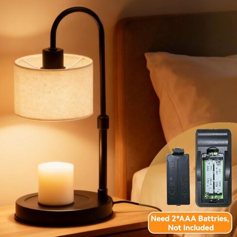 مصباح تدفئة الشموع مع جهاز تحكم عن بعد ومؤقت، مصباح شمع خافت للضوء، ارتفاع قابل للتعديل - سخان شموع كهربائي عتيق مع لمبتين، هدية للأمهات in Kuwait