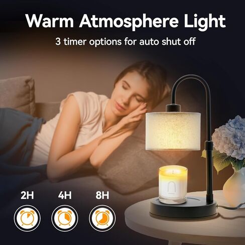 مصباح تدفئة الشموع مع جهاز تحكم عن بعد ومؤقت، مصباح شمع خافت للضوء، ارتفاع قابل للتعديل - سخان شموع كهربائي عتيق مع لمبتين، هدية للأمهات in Kuwait