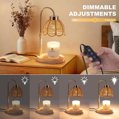 مصباح تسخين الشموع، تعتيم ومؤقت بدون خطوات، جهاز ذوبان الشمع على الطراز البوهيمي، مناسب للمنزل، ديكور المكتب، غرفة النوم، عيد الأم، عيد الحب، هدايا عيد ميلاد للنساء (ذهبي) in Kuwait