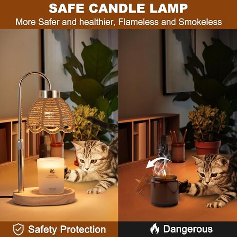 مصباح تسخين الشموع، تعتيم ومؤقت بدون خطوات، جهاز ذوبان الشمع على الطراز البوهيمي، مناسب للمنزل، ديكور المكتب، غرفة النوم، عيد الأم، عيد الحب، هدايا عيد ميلاد للنساء (ذهبي) in Kuwait