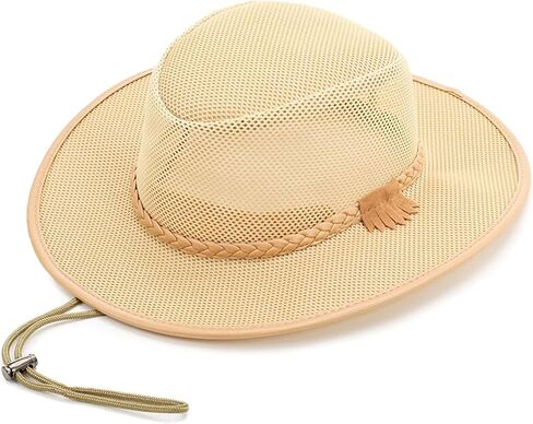 Summer Breathable Cowgirl Hat for Women Men Hollow Out Wide Brim Cowboy Sun Hat with Chin Strap in Saudi Arabia