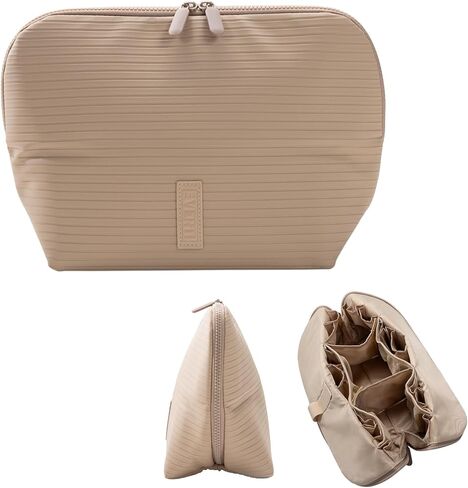 THE VERTI-Vertical Waterproof Makeup & Toiletry Bag | 23-Pocket Organizer with Upright, Fold-Down Design for Skincare, Toiletries & Essentials (Sandstone) in Saudi Arabia