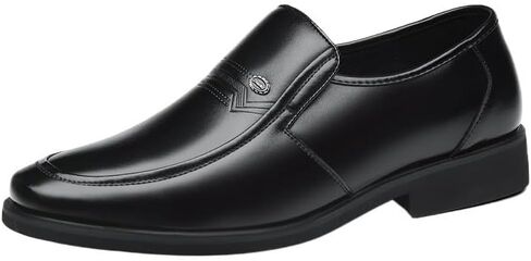 Men's Business Casual Shoes Versatile Black Formal Leather Shoes Pointed Toe Slip-on Low-top Slip Resistant Rubber Oxford Shoes for Men in Kuwait