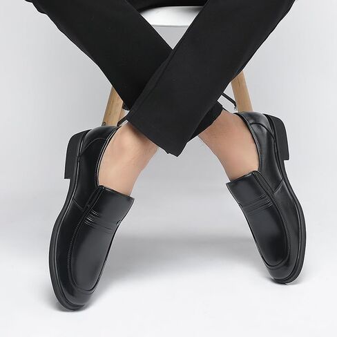 Men's Business Casual Shoes Versatile Black Formal Leather Shoes Pointed Toe Slip-on Low-top Slip Resistant Rubber Oxford Shoes for Men in Kuwait