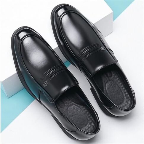 Men's Business Casual Shoes Versatile Black Formal Leather Shoes Pointed Toe Slip-on Low-top Slip Resistant Rubber Oxford Shoes for Men in Kuwait