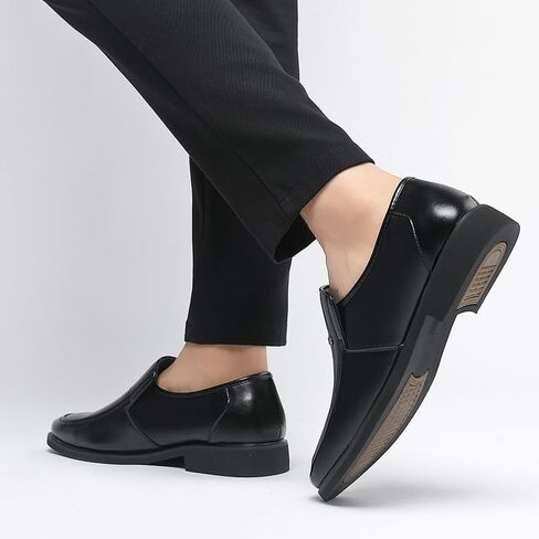 Men's Business Casual Shoes Versatile Black Formal Leather Shoes Pointed Toe Slip-on Low-top Slip Resistant Rubber Oxford Shoes for Men in Kuwait