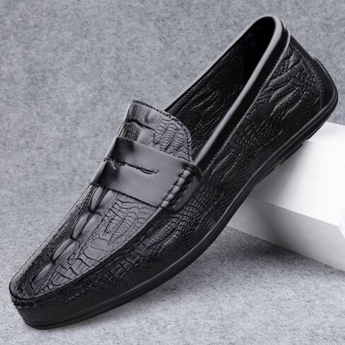 Shoes Men's Black Versatile Casual Slip-on Loafers Business Flat-heeled Soft Soled Oxford Shoes for Wedding Party Driving Men Low-top Comfortable Shoes in Kuwait