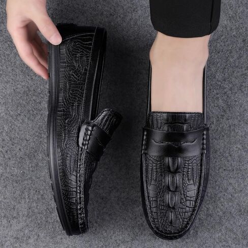 Shoes Men's Black Versatile Casual Slip-on Loafers Business Flat-heeled Soft Soled Oxford Shoes for Wedding Party Driving Men Low-top Comfortable Shoes in Kuwait