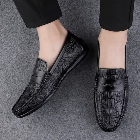 Shoes Men's Black Versatile Casual Slip-on Loafers Business Flat-heeled Soft Soled Oxford Shoes for Wedding Party Driving Men Low-top Comfortable Shoes in Kuwait