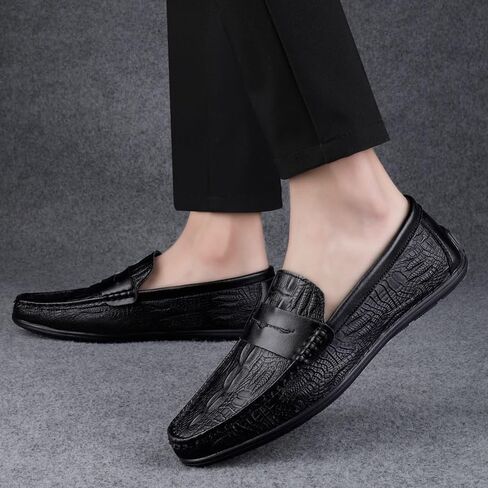 Shoes Men's Black Versatile Casual Slip-on Loafers Business Flat-heeled Soft Soled Oxford Shoes for Wedding Party Driving Men Low-top Comfortable Shoes in Kuwait