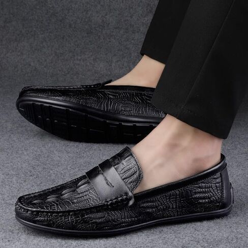 Shoes Men's Black Versatile Casual Slip-on Loafers Business Flat-heeled Soft Soled Oxford Shoes for Wedding Party Driving Men Low-top Comfortable Shoes in Kuwait