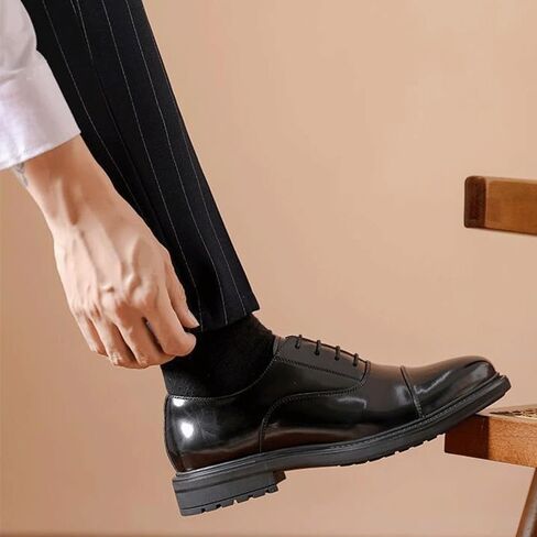 Business Dress Leather Shoes Fashion Versatile Men's British Casual Oxford Shoes Heightened Thick Sole Lightweight Non Slip Men Walking Shoes in Kuwait