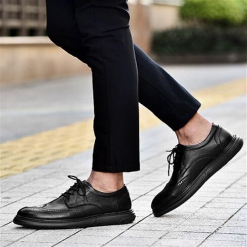 أحذية أكسفورد رجال الأعمال منقوشة أحذية رسمية منخفضة الأعلى جولة اصبع القدم الجبهة الدانتيل متابعة مسطحة القاع مريحة عدم الانزلاق حذاء كاجوال للرجال in Kuwait