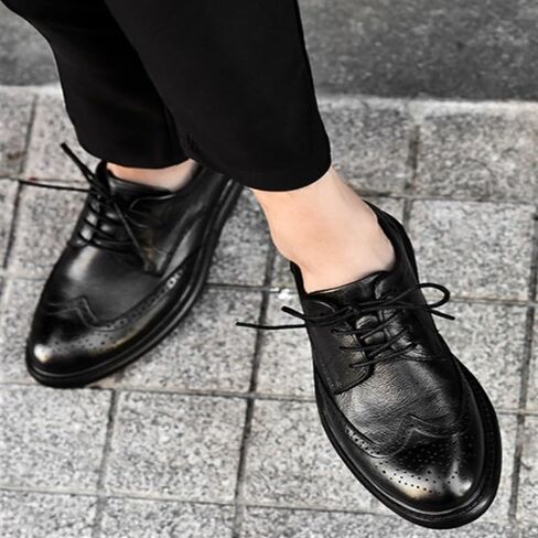 أحذية أكسفورد رجال الأعمال منقوشة أحذية رسمية منخفضة الأعلى جولة اصبع القدم الجبهة الدانتيل متابعة مسطحة القاع مريحة عدم الانزلاق حذاء كاجوال للرجال in Kuwait