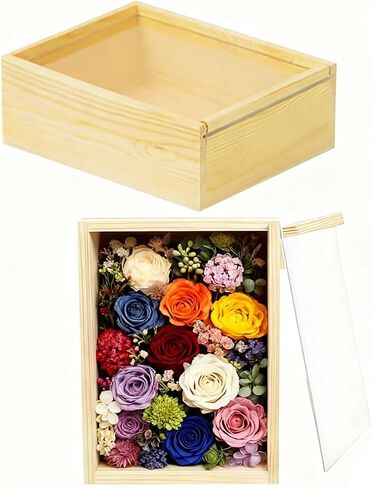 صناديق خشبية كبيرة غير مكتملة من YCOSAN - قطعتين صناديق خشبية مقاس 7.9 × 5.9 × 2.7 بوصة، صناديق خشبية للحرف اليدوية، صندوق خشبي حرفي مع غطاء شفاف منزلق لمستلزمات هدايا حفلات أعياد الميلاد بنفسك in Kuwait