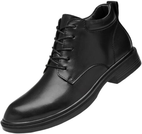 أحذية رجالية سوداء دافئة متوسطة القطع برباط من الجلد أحذية أكسفورد متعددة الاستخدامات بمقدمة مستديرة أحذية رجالية مريحة بنعل سميك للعمل في حفلات الزفاف in Kuwait