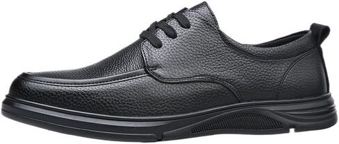 Breathable Casual Business Lace-up Shoes Black Thick Sole Round Toe Men's Business Leather Shoes Non Slip Comfortable Low Height Oxford Shoes for Men in Kuwait