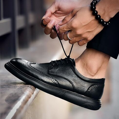 Men's Casual Business Shoes Lace-up Low Heel Round Toe Shoes Warm wear-Resistant Versatile Shoes for Men in Saudi Arabia