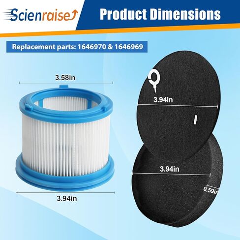 2486 مرشحات بديلة لمكنسة Bissell CleanView 2487 2488 2489 24899 2490 2491 2492 2494 PowerClean، تعمل مع أرقام الأجزاء # 1604130، 1601972، و1608225، 2 مرشحات HEPA + 3 مرشحات للرغوة واللباد in Kuwait