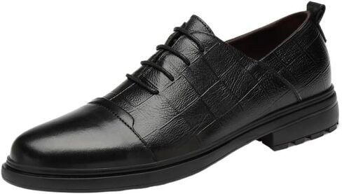 Shoes Men's Black Business Casual Leather Shoes Fashionable Round Toe Lace Up Oxfords Men Comfortable Breathable Shoes for Party Wedding Work in Saudi Arabia
