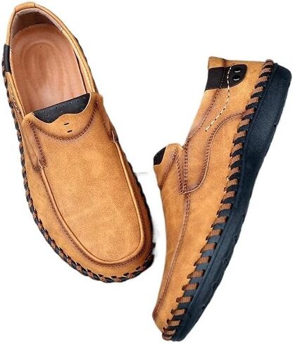 Men's Fashionable British Dress Leather Shoes Versatile Comfortable Slip-on Oxford Shoes for Travel Shopping Driving Men Low-top Casual Shoes in Kuwait