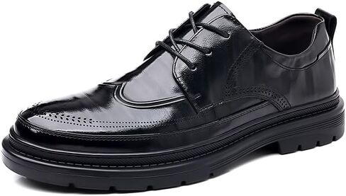 Men's Business Dress Leather Shoes British Fashion Lace-up Rubber Sole Men Casual Shoes Comfortable Lining Lightweight Non Slip Walking Shoes in Kuwait