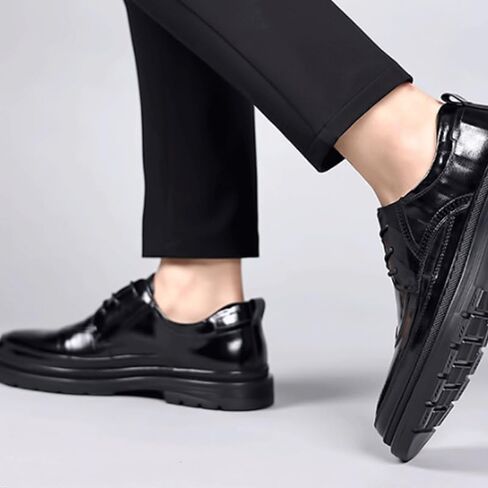 Men's Business Dress Leather Shoes British Fashion Lace-up Rubber Sole Men Casual Shoes Comfortable Lining Lightweight Non Slip Walking Shoes in Kuwait