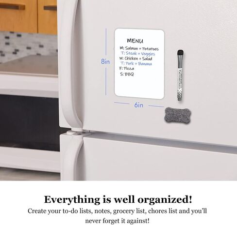 لوحة بيضاء صغيرة من INMORVEN مخطط قائمة المسح الجاف، 8 بوصة × 6 بوصة لوحة مسح جافة مغناطيسية صغيرة لقائمة البقالة في الثلاجة، لوحات بيضاء للثلاجة للقيام بالقائمة، مع علامات وممحاة in Kuwait