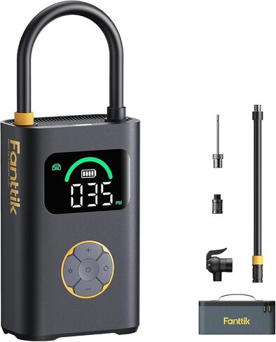 منفاخ إطارات Fanttik X10 Pro Max لسيارات الدفع الرباعي، ضاغط هواء محمول سريع النفخ 36 ثانية مع صمام بريستا وشرايدر، مضخة هواء لاسلكية 150 رطل لكل بوصة مربعة مع بطارية قوية للسيارات والدراجات النارية والدراجات والكرات in Kuwait