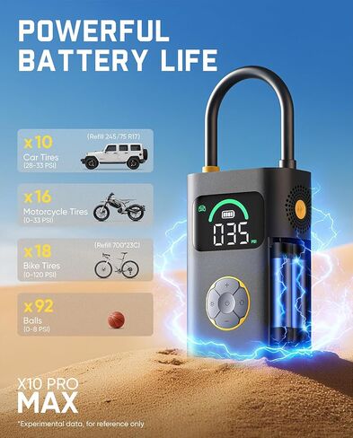 منفاخ إطارات Fanttik X10 Pro Max لسيارات الدفع الرباعي، ضاغط هواء محمول سريع النفخ 36 ثانية مع صمام بريستا وشرايدر، مضخة هواء لاسلكية 150 رطل لكل بوصة مربعة مع بطارية قوية للسيارات والدراجات النارية والدراجات والكرات in Kuwait