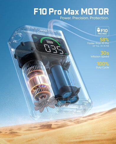 منفاخ إطارات Fanttik X10 Pro Max لسيارات الدفع الرباعي، ضاغط هواء محمول سريع النفخ 36 ثانية مع صمام بريستا وشرايدر، مضخة هواء لاسلكية 150 رطل لكل بوصة مربعة مع بطارية قوية للسيارات والدراجات النارية والدراجات والكرات in Kuwait