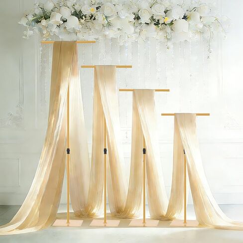 حامل خلفية Vincidern قطعتين بطول 8 أقدام للحفلات/الزفاف، ارتفاع قابل للتعديل - حامل خلفية معدنية شديدة التحمل لحفلات الزفاف، وحفلات أعياد الميلاد، وحفلات استقبال المولود الجديد، والتقاط الصور، ذهبي in Kuwait