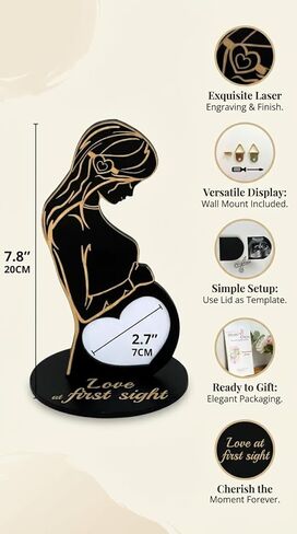 إطار صورة بالموجات فوق الصوتية للطفل على شكل علامة قلب - هدية للأم المتوقعة لصديقتها الحامل | هدايا الزوجة الحامل من الزوج | هدية إطار السونوجرام للنساء الحوامل | هدايا للزوجة الحامل in Kuwait