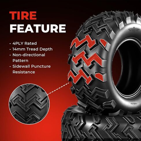 إطارات 22x11-10 ATV/UTV، إطارات 22x11x10 لجميع التضاريس، تصنيف 4 طبقات، بدون أنابيب، مجموعة من 2 in Kuwait