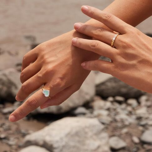 STORYJEWELLERY Heart Ring, Enamel Rings for Women, Gold Plated Stackable Rings for Women, Light Green Heart Shaped Ring, Gifts for Her in Saudi Arabia
