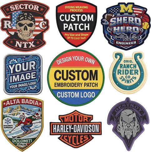 Personalized Embroidered Patches - Custom Logo, Image, Text – Iron-On, Sew-On, or Hook & Loop – Sizes 2" to 11" – Patch Gift for Clothing, Hats, Jacket, Bags, Military, Uniform, Company in Saudi Arabia