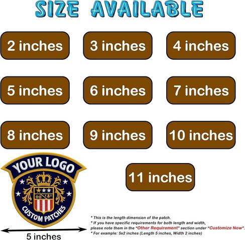 Personalized Embroidered Patches - Custom Logo, Image, Text – Iron-On, Sew-On, or Hook & Loop – Sizes 2" to 11" – Patch Gift for Clothing, Hats, Jacket, Bags, Military, Uniform, Company in Saudi Arabia