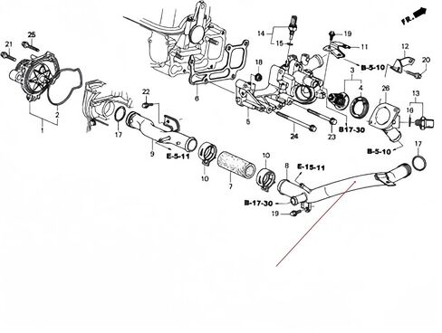 أنابيب تبريد المياه لخط الأنابيب، مناسبة لسيارة Honda Civic Vii 2001-2005. Fr-v 2004-2009 وستريم 2000-2006 بنزين. استبدال OE #:19505-PLC-000 19505PLC000 in Kuwait