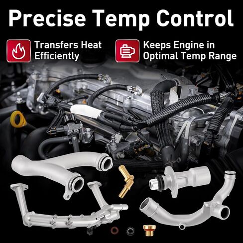 Upgraded Metal Coolant Water Pipe System Kit Compatible with Land Rover Range Rover Sport LR4, Jaguar XE XF XJ 3.0L V6, Replaces LR075991 LR028136 LR049990 LR092992 in Saudi Arabia