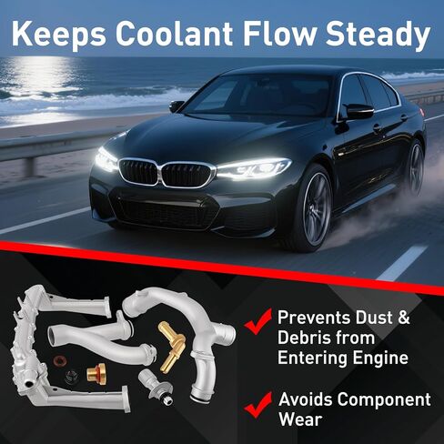Upgraded Metal Coolant Water Pipe System Kit Compatible with Land Rover Range Rover Sport LR4, Jaguar XE XF XJ 3.0L V6, Replaces LR075991 LR028136 LR049990 LR092992 in Saudi Arabia