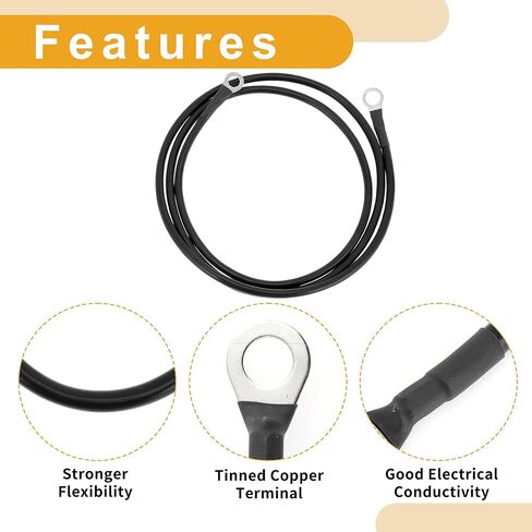 1 Pc 8 AWG Gauge Universal Battery Inverter Cable for Car Vehicle Boat RV Solar Battery Cable Tinned Copper Black 4.5FT 3/8" Lug 5/16" Lug in Saudi Arabia