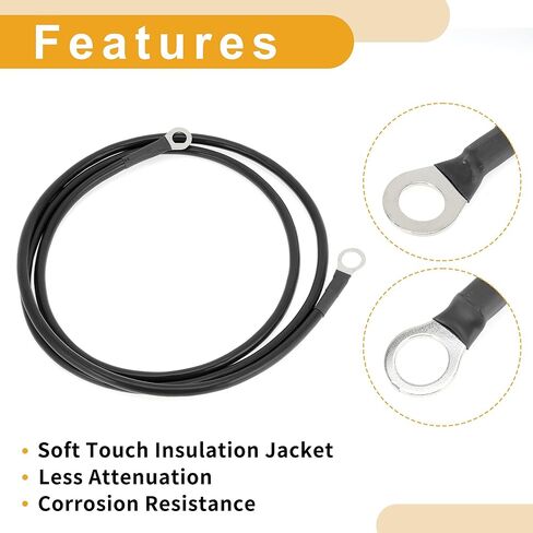 1 Pc 8 AWG Gauge Universal Battery Inverter Cable for Car Vehicle Boat RV Solar Battery Cable Tinned Copper Black 4.5FT 3/8" Lug 5/16" Lug in Saudi Arabia