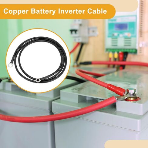 1 Pc 8 AWG Gauge Universal Battery Inverter Cable for Car Vehicle Boat RV Solar Battery Cable Tinned Copper Black 4.5FT 3/8" Lug 5/16" Lug in Saudi Arabia