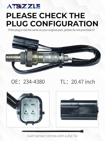 مستشعر الأكسجين O2 234-4380 مناسب لـ 2007-2012 Nissan Altima Sentra Versa Maxima Murano Rogue Quest Cube 370Z، Infiniti G37 Q70 Q70L EX35 EX37 FX35 FX50 M35 M37 M56، #226A0-JA10C، قطعة واحدة in Saudi Arabia