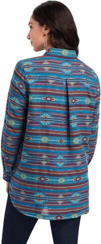 Ariat Women's R.E.A.L. Southwestern Print Billie Rae Long Sleeve Button-Down Teal Large in Saudi Arabia