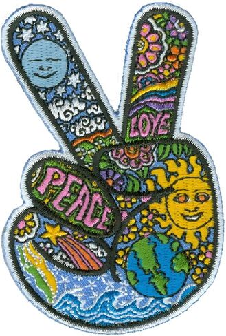 دان موريس - أصابع يد السلام السماوية - رقعة مطرزة، أزرق، أصفر وأخضر، 2.5 بوصة × 3.5 بوصة in Kuwait